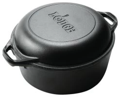 Lodge Logic Pre-Seasoned Cast Iron Double Dutch Oven, 5 Quart