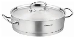 Korkmaz Proline Stainless Steel Low Casserole Saute Pot Stockpot With Lid, 5 Qua