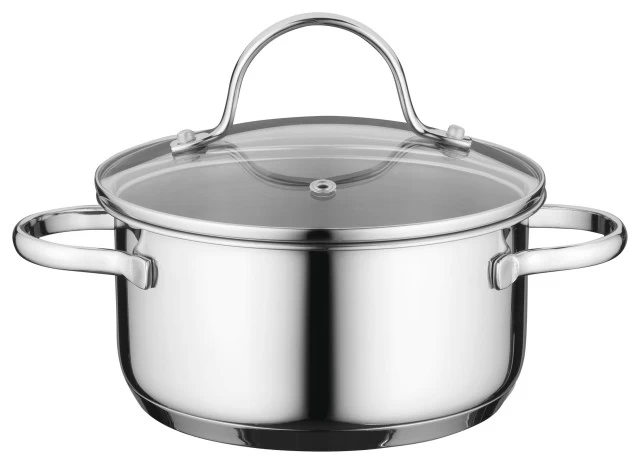 Essentials 6.25" 18/10 Stainless Steel Covered Casserole, 1.7 Qt, Comfort