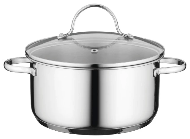 Essentials 7" 18/10 Stainless Steel Covered Casserole, 2.3 Qt, Comfort