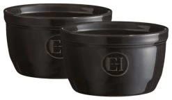 Emile Henry Charcoal Ceramic 5.1 Ounce #9 Ramekin, Set Of 2