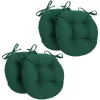 16" Solid Twill Round Tufted Chair Cushions, Set Of 4, Forest Green