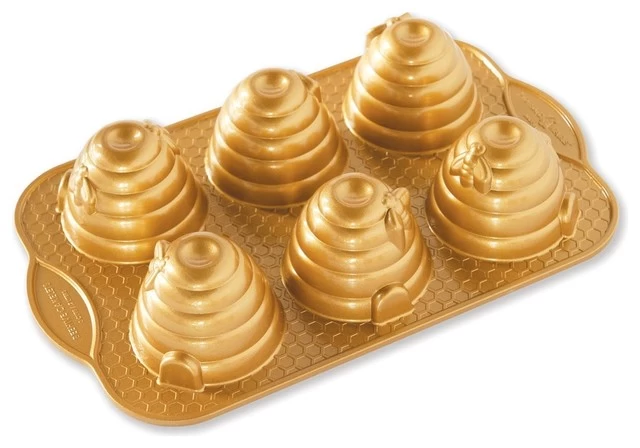 Nordic Ware Gold Cast Aluminum 3 Cup Beehive Cakelet Pan