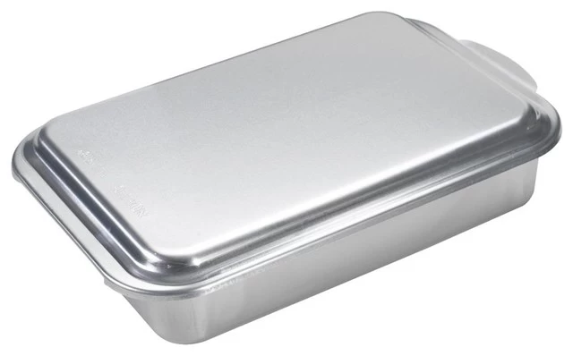 Nordic Ware Naturals Aluminum Rectangular Cake Pan With Metal Lid