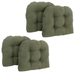 19" U-Shaped Micro Suede Tufted Dining Chair Cushions, Set Of 4, Sage