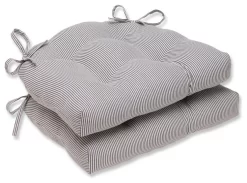 Oxford Charcoal Reversible Chair Pad, Set Of 2
