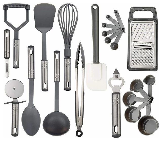 Nylon Kitchen Utensils, 23-Piece Set, Grey