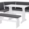 Linon Natasha Wood Corner Breakfast Nook Dining Set In Charcoal Gray