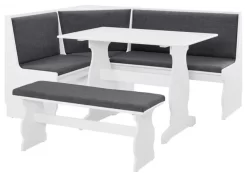 Linon Natasha Wood Corner Breakfast Nook Dining Set In Charcoal Gray