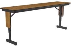 Correll Adjustable Height 3/4" High Pressure Folding Seminar Table In Medium Oak