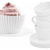 Cupcake Tea Set - 4 Silicone Cupcake Pans With Saucers