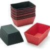 Freshware 12-Pack Silicone Mini Rectangle Baking Cup, Black And Red