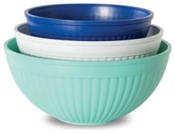 Nordic Ware Coastal Blue Microwave 3 Piece Prep And Serve Bowl Set