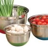 Stainless Steel Mixing Bowl 3 Piece Set Colorful Non Skid Base